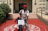 Somen Debnath Visits Houston on his World Bicycle Tour for HIV/AIDS and Indian Culture