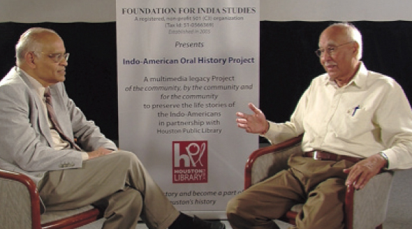 Krishna Vavilala interviewed  P.C.Sharma (right) , President of Hindu Worship Society in HCC studio on May 9, 2014.
