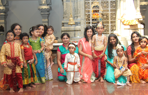 Children in Fancy dress in front of Ganesh Sannadhi On Gokulashtami getting ready for Uriadi at Meenakshi temple  Photos: Koushik Govindararajan