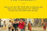 Join CRY Walk 2016 at Houston to Take a Step Forward and Help Fulfill Children’s Dreams
