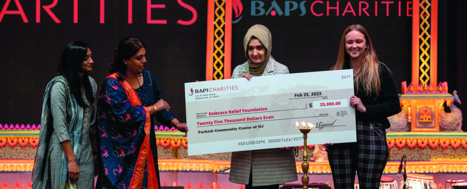 BAPS Swaminarayan Mandir Donates $25K for Turkey Quake Relief