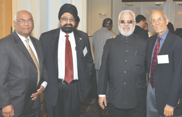From Left: Dr Sen Pathak(MDACC), Jagdip Ahluwalia, Delhi State Cancer Institute Director Dr. Rakesh Kumar Grover, and Dr Sewa Singh Lega.