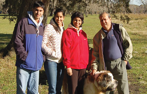 A family picture, from Left: son Atma, daughter Anasuya, wife Kanchan along with Jay Kabad.