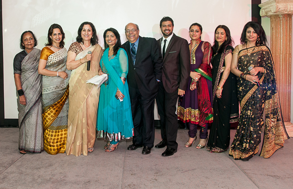 SAM Board members on stage after the program with president Veena Kaul (third from left)            Photo: Roberto Morales