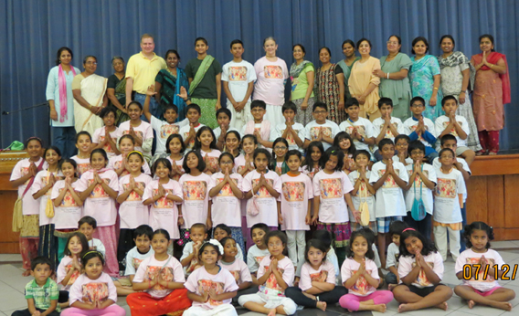Teachers and students at the fun-filled Gita Camp held the week of July 8 at the Hare Krishna Dham (ISKCON) temple.