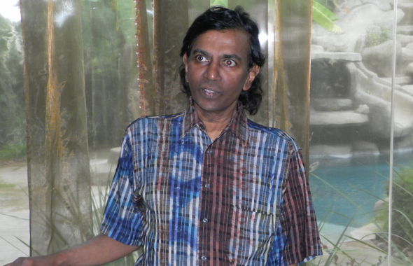 David Raj spoke his feelings at the hastily arranged farewell reception for him at Sanjay Rao’s home.