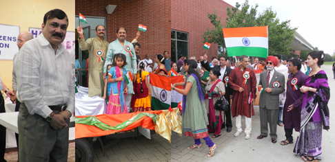 ICC President P. V. Patel (left). The ICC parade float (center) was followed by the parade walkers representing the ICC.Photos : Jawahar Malhotra.