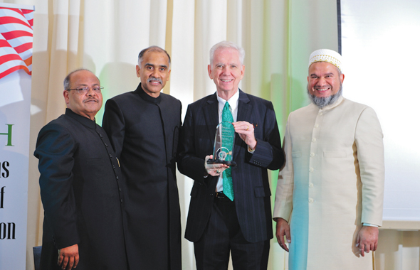 From left: IMAGH President Latafath Hussain, Indian Consul General Harish, Attorney Charles Foster and IMAGH Chairman Abezir Tayebji