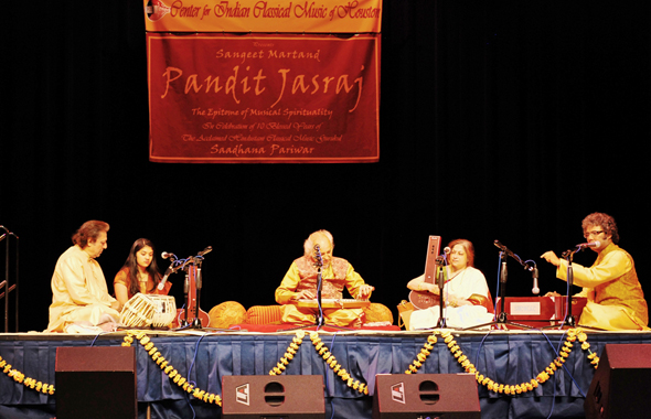 Sangeet Martand Padma Vibhushan Pandit Jasraj-ji in Concert, with Pandit Swapan Chaudhuri on Tabla, Pt. Suman Ghosh and Pta.Tripti Mukherjee on Vocal Support, Amiya and Apurva Ghosh on Tanpura.      Photo: Narayan Swaminathan