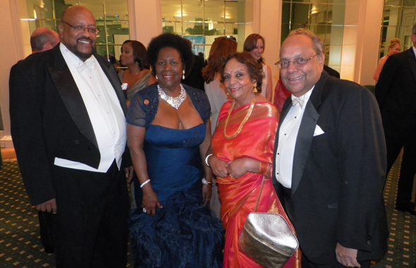 Nat and Leela Krishnamurthy with US Congresswoman Sheila Jackson Lee and her husband Dr. Elwyn C. Lee, VP for Community Relations at the University of Houston.