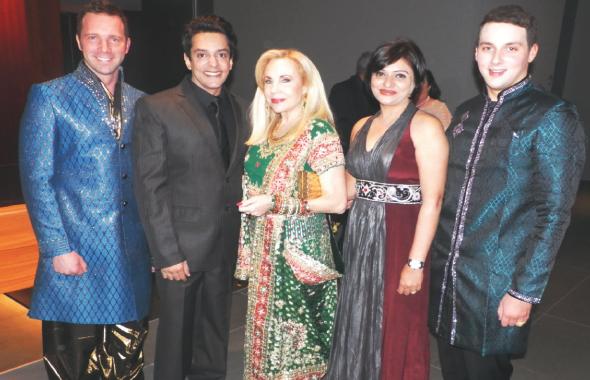Actor Ajay Gehi of The Good Road (second from left) and his wife with Carolyn Farb (center) and other guests. 
