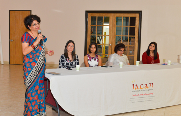 IACAN President Kanchan Kabad speaks before the start of the seminar on breast cancer last Sunday, October 20 at the Ashtalakshmi Temple.