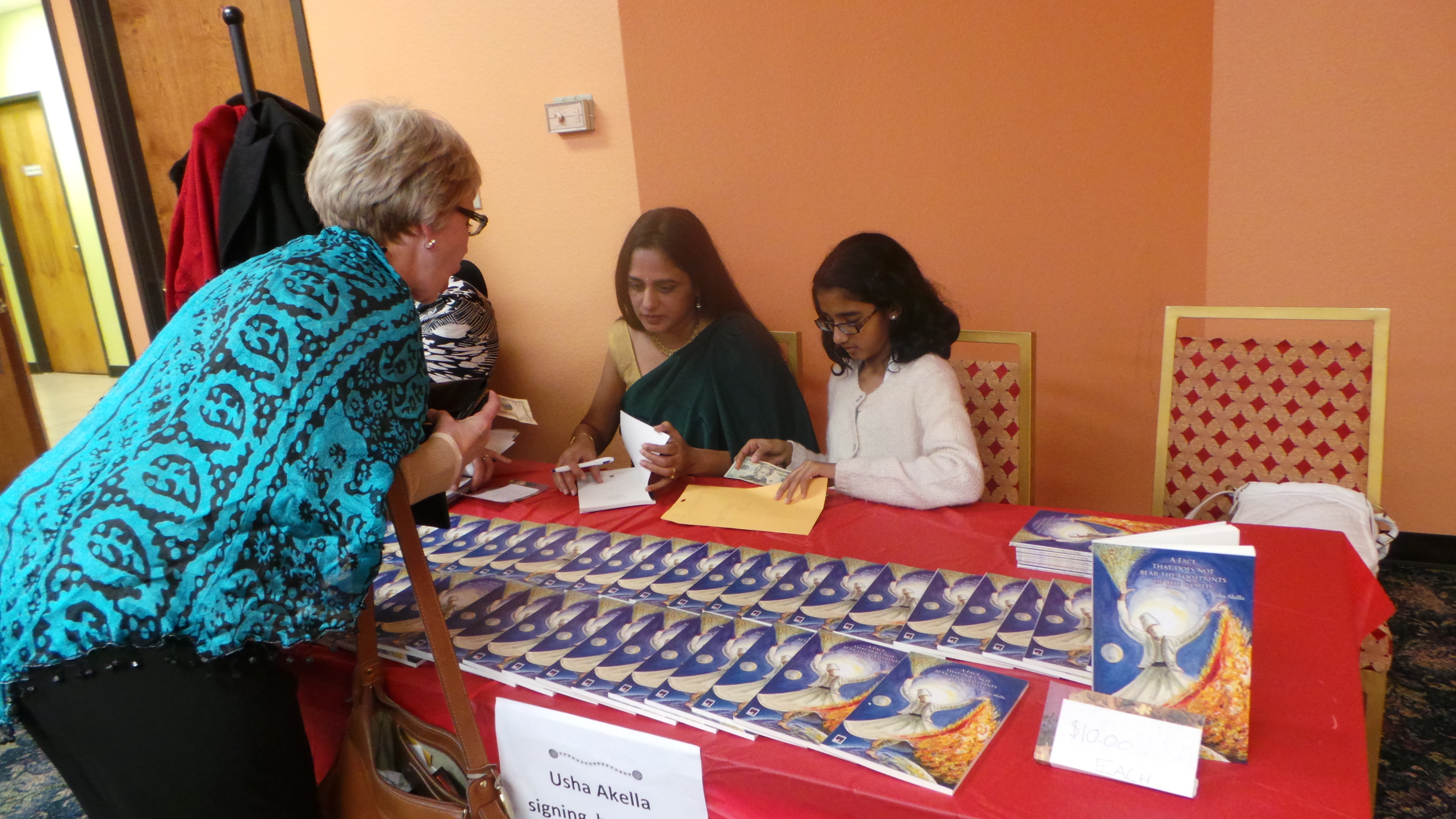 Usha Akella with her daughter Anannya at the book signing in Austin