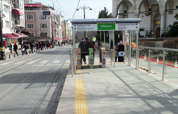  The entry turnstile at a tram station 