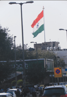 The Indian flag hoisted on the new flagpole in Connaught Place