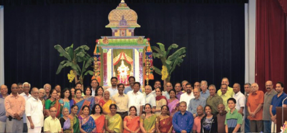 Godess Lakshmi Sannidhi display on stage with the Core donors gathered for the launch of MTRP project.
