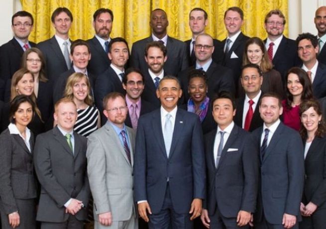President Obama with the PECASE winners.