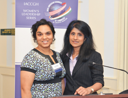 IACCGH Board Member Joya Shukla (left) chaired the event, with Dean Ramchand.