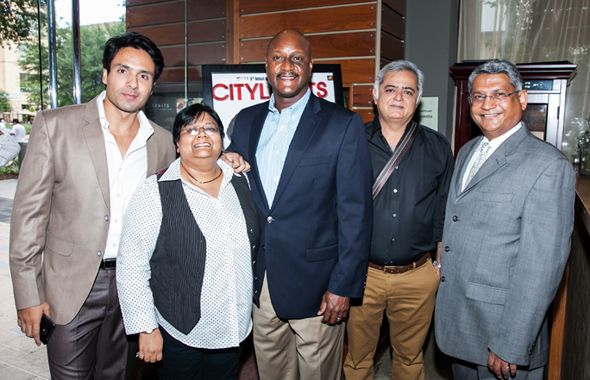 From Left: IFFH Board Member and Actor Mohammed Iqbal Khan, IFFH Festival Director Sutapa Ghosh, James Harris from HEB, Director Hansal mehta and IFFH Board President Amey Prakash.