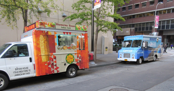 Indian food trucks and street stalls are common all over New York City
