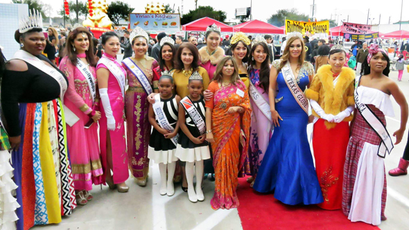Sangeeta Dua with local area beauty queens at the festival at Boone and Bellaire.