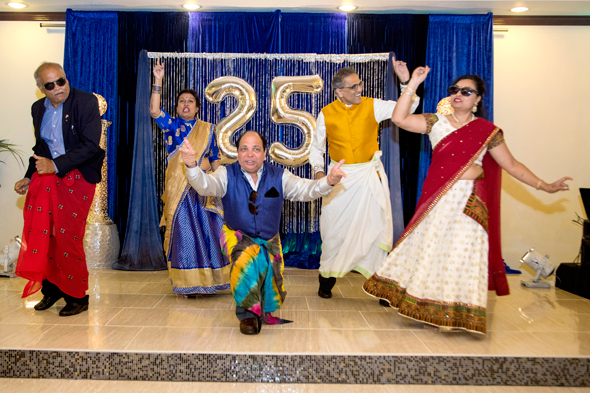 From left: performance by Ajit Patel, Falguni Gandhi, Dr. K. Upadhyaya, Swapan Dhairyawan, and Yogina Patel. 