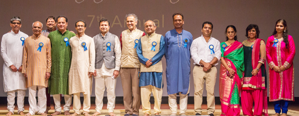Board of Directors of Hindus of Greater Houston, from left: Vijay Pallod, Sharad Amin, Girish Naik (back) Partha Krishnaswamy (President), Bhagwan Bhutada, Vinod Mantri, Swapan Dhairyawan,Tupil Narasiman, Sanjay Jain (Treasurer), Sanjay Jajoo, Thara Narasimhan (Secretary), Bhawna Luthra and Richa Dixit (Secretary). 