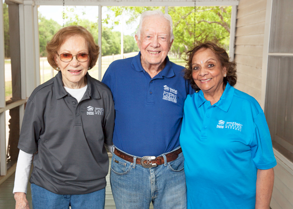 Leela Krishnamurthy meeting former President Jimmy Carter and his wife Rosalynn at an invitation only meeting in Plains, Georgia for those associated with the Habitat for Humanity.