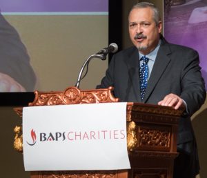 Keynote Speaker Dr. Carlos Cardenas MD TMA president kicks off the BAPS Charities Health Fair.