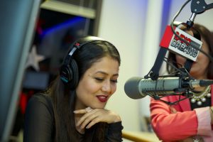 Neha Kakkar at the Radio Dabang studio, chatting live with the listeners.