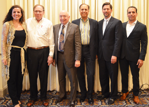 From left: Juliana Garaizar - Managing Director, Houston Angel Network, Howard Rambin - CEO & Founder, Moody Rambin, Leo Womack - President, Gulf Equities Realty Corp., Dr. Arun Pasrija - TiE Houston President, Ricardo Rivas - Principal and Chief Investment Officer, Allied Orion Group, and Jiten Karnani - President, Deccan Development Company.