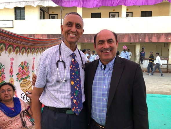 Dr. Randeep Suneja (right) with the medical camp organizer Dr. Nitin Shah, anesthesiologist from Los Angeles