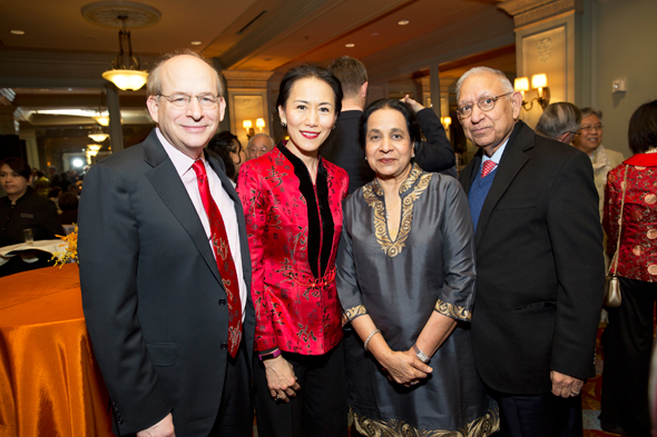 Rice University president Dr. David Leebron & Y. Ping Sun, Durga & Sushila Agrawal