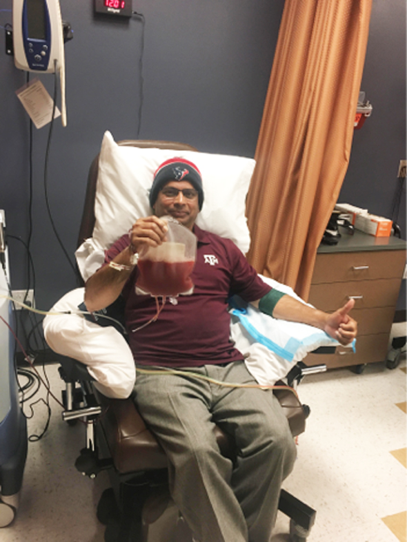 Parveez recently donated PBSC to save the life of a Leukemia patient. He is the first marrow donor of 2018 from Houston.