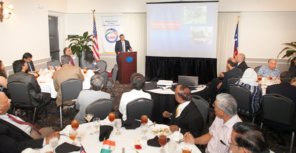 Houston METRO Board Director Sanjay Ram addressed the American Society of Indian Engineers and Architects monthly meeting on April 25 over lunch at the HESS Club.