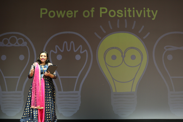 Dr. Pratiksha Amin addresses the audience on the power of positivity.