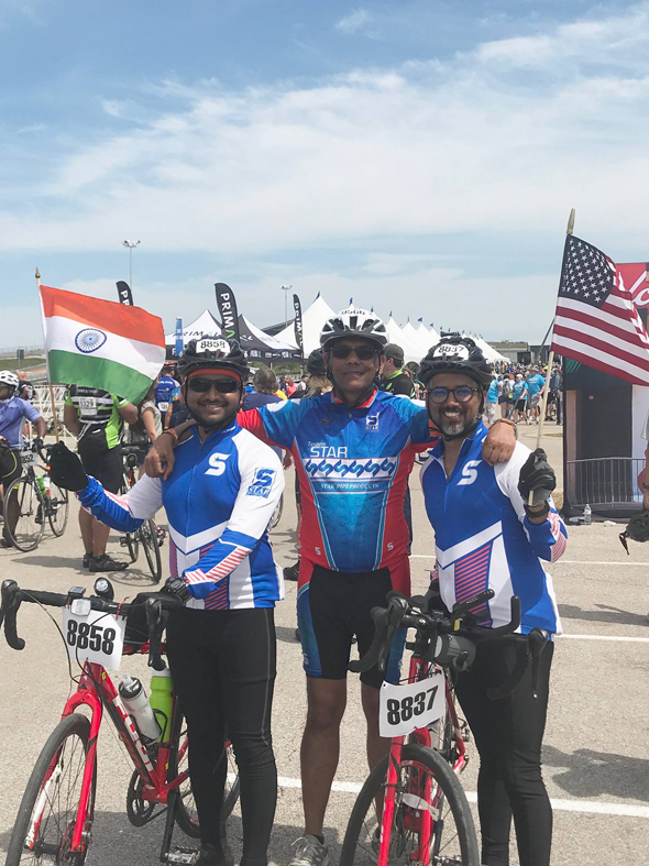 Vijay Pallod and some younger friends on his final MS 150 ride