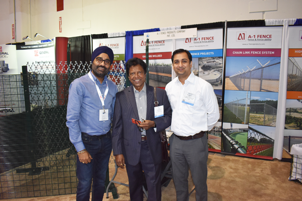 A-1 Fence was a first time exhibitor at this year’s OTC. T.S. Bindra, Director (left) and Sumeet Singh (right), Manager Business Development pose with visitor Vale Subramaniyam.