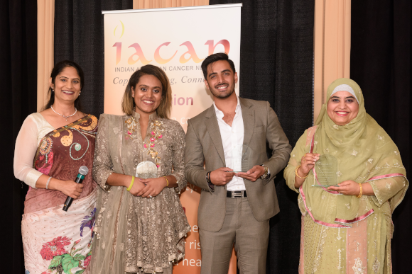 Bone marrow donors were recognized, Ayesha Khan, Zain Kassam, and Fouzia Mohammad.  The awards were presented by Gaytri Kapoor (left), Advisory Board Member of IACAN.