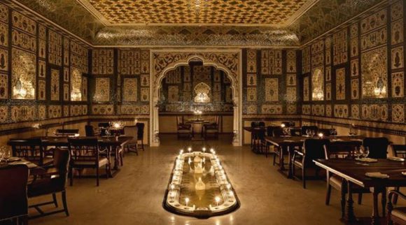 The Royal dining hall at Mohan Mahal serves their guests in silverware that glows in the golden lights of the candles. (Source: Official Facebook page)