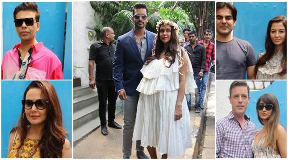 Parents-to-be Neha Dhupia and Angad Bedi were all smiles as they arrived for the baby shower.