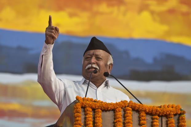 What was significant about RSS chief Mohan Bhagwat’s Vijaya Dashmi speech—the last before 2019 Lok Sabha elections—was its focus on electoral politics. Photo: AP